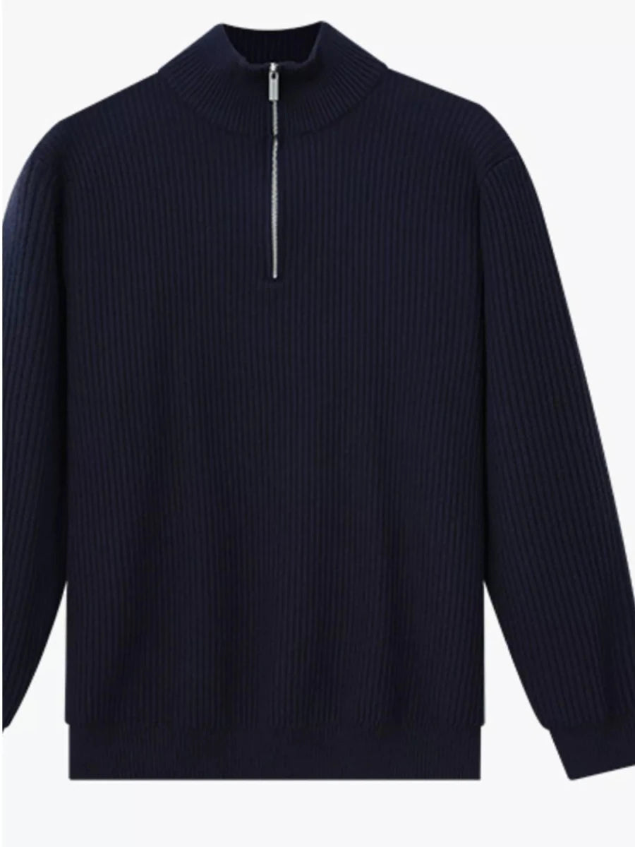 Men's Plus Size Ribbed Half-Zip Sweater - WowStore.live