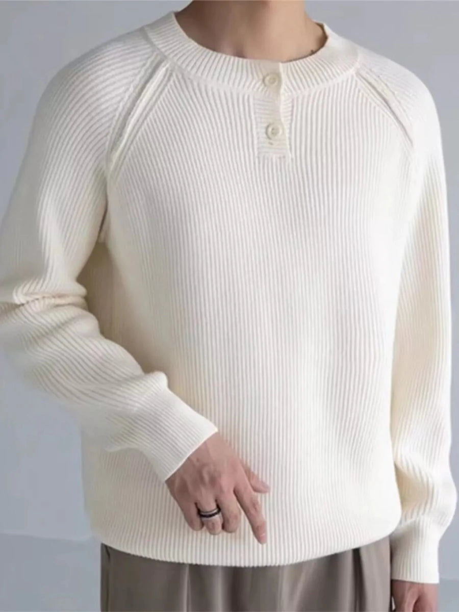 Men's Plus Size Ribbed Raglan Sleeve Knit Top - WowStore.live