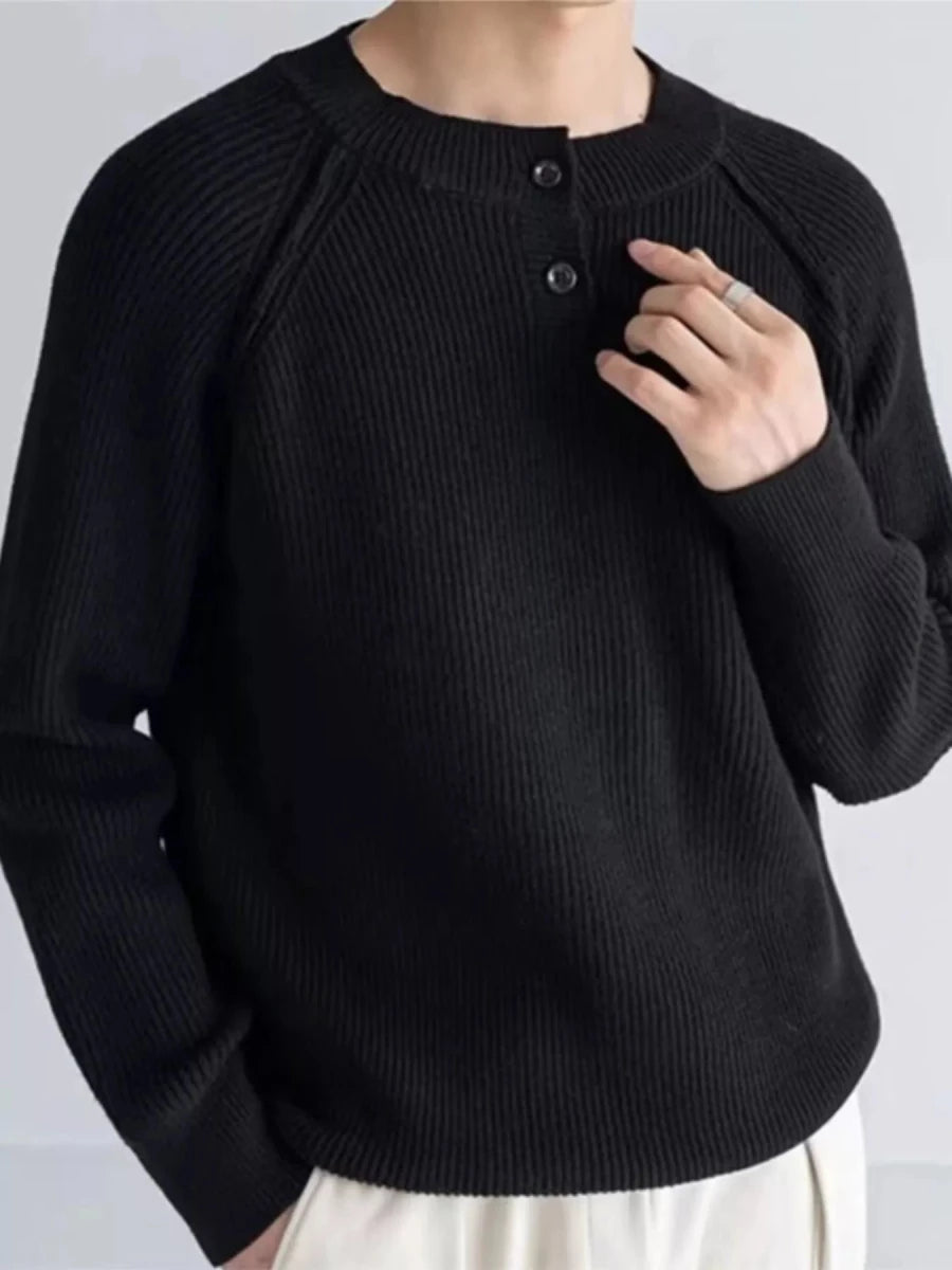 Men's Plus Size Ribbed Raglan Sleeve Knit Top - WowStore.live
