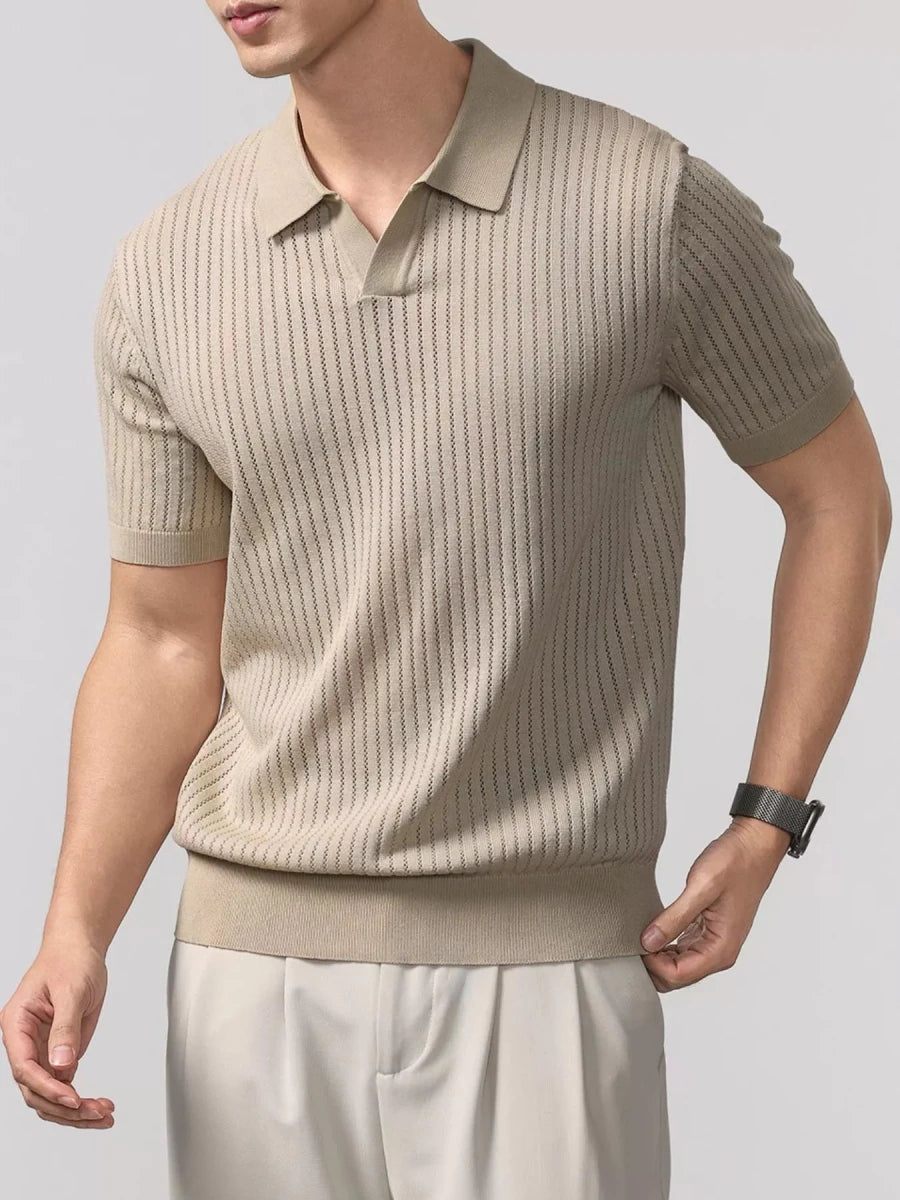 Men's Plus Size Short Sleeve Breathable Knit Polo - WowStore.live