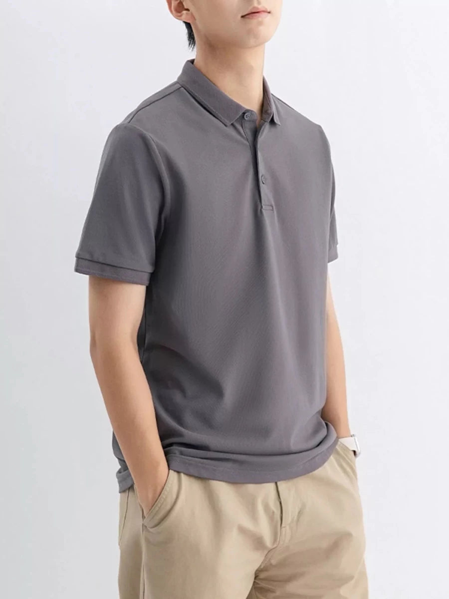 Men's Plus Size Solid Color Short Sleeve Polo - WowStore.live