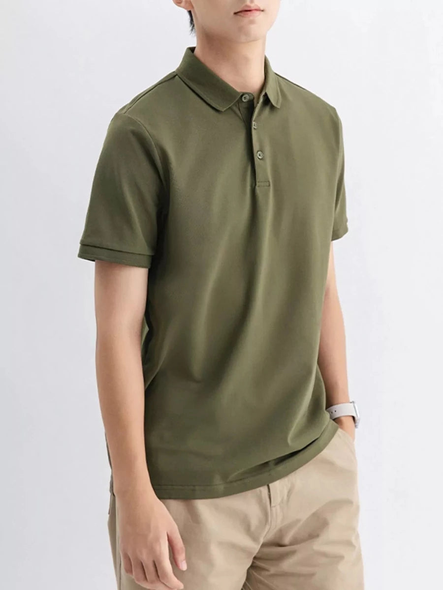 Men's Plus Size Solid Color Short Sleeve Polo - WowStore.live