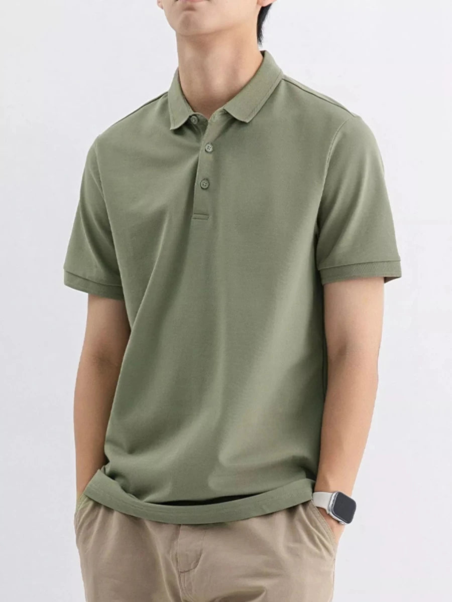 Men's Plus Size Solid Color Short Sleeve Polo - WowStore.live