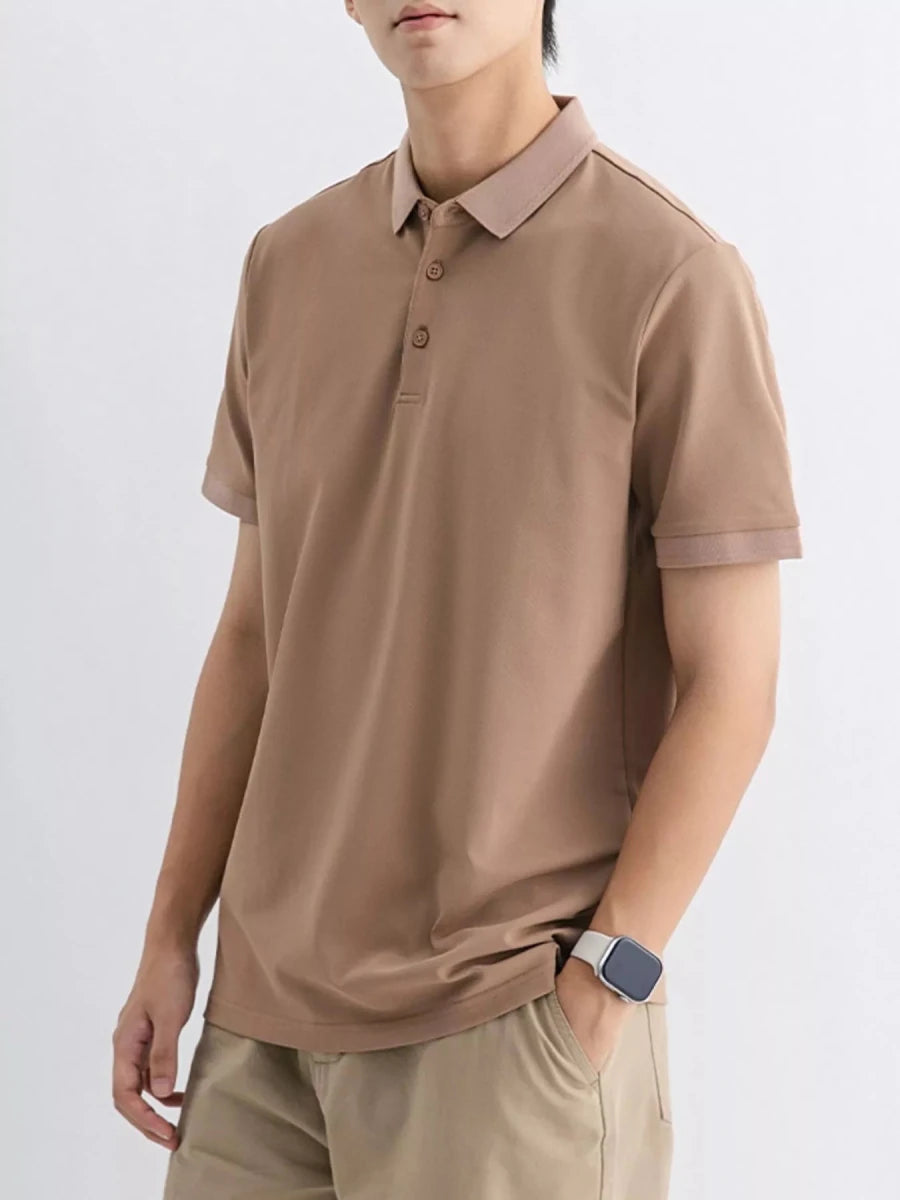 Men's Plus Size Solid Color Short Sleeve Polo - WowStore.live