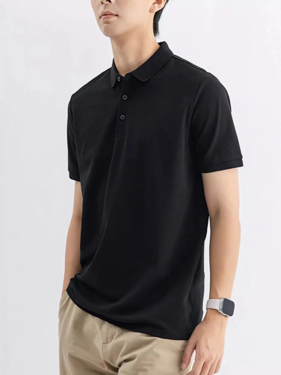 Men's Plus Size Solid Color Short Sleeve Polo - WowStore.live