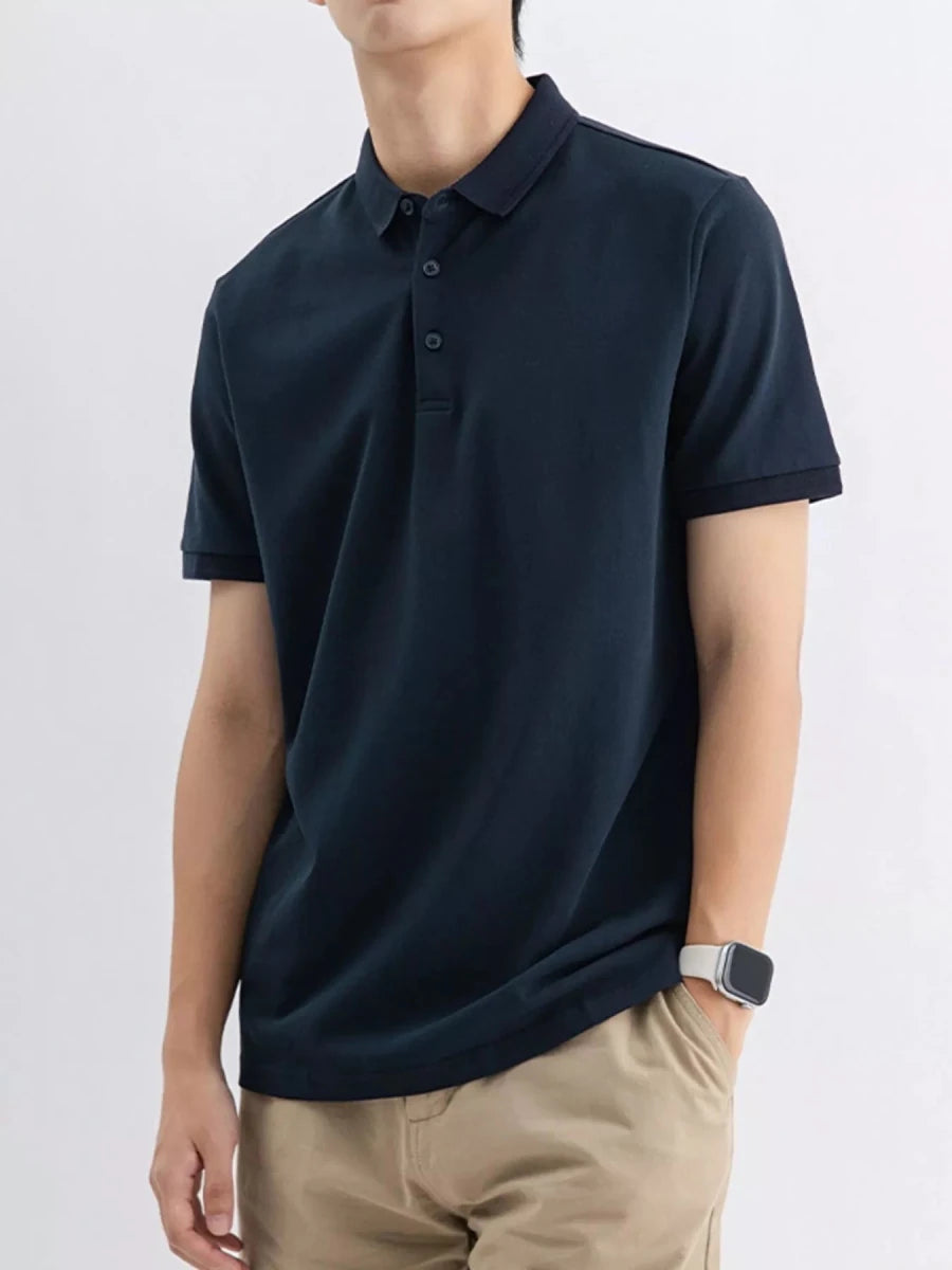 Men's Plus Size Solid Color Short Sleeve Polo - WowStore.live