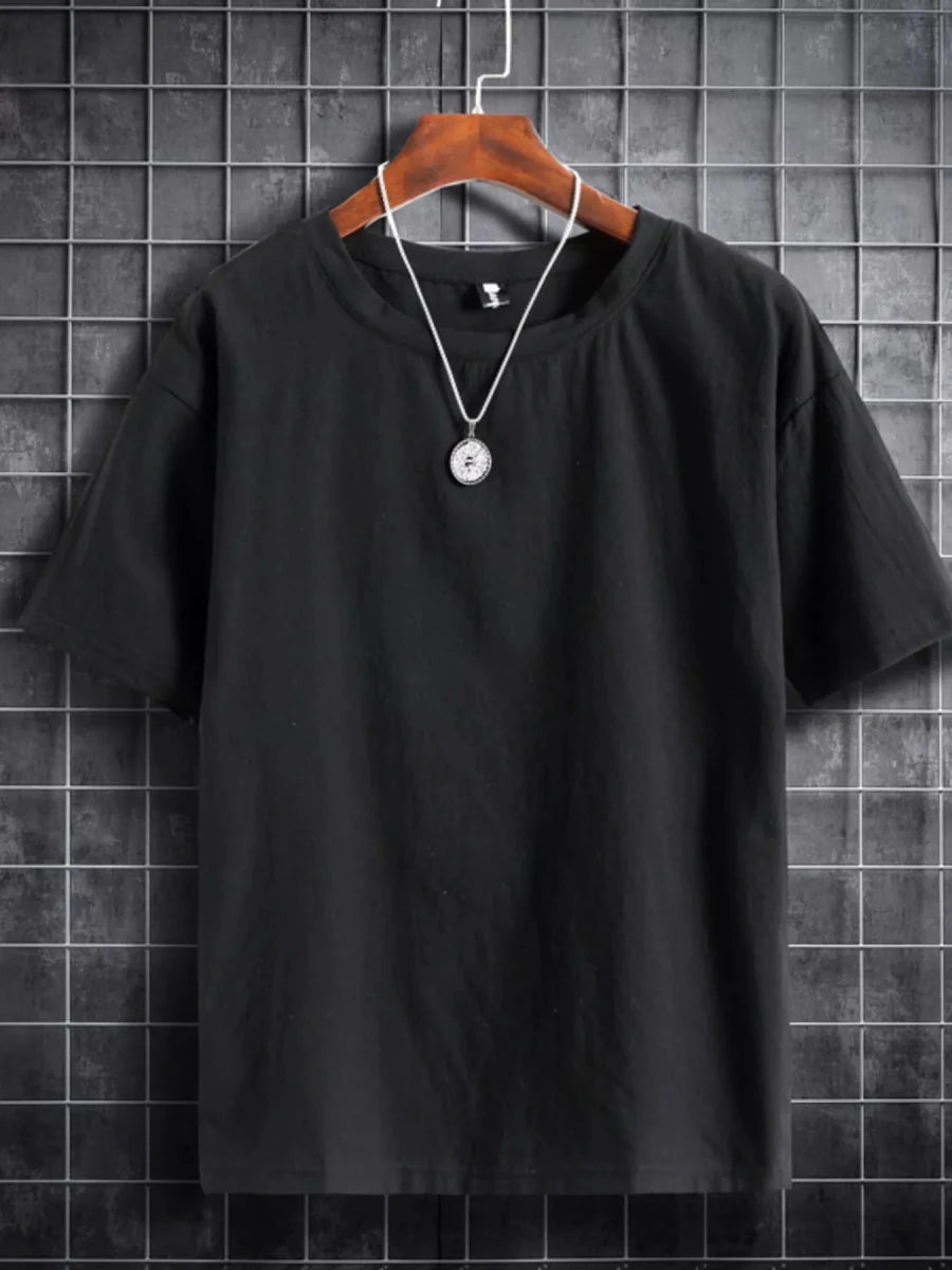 Men's Plus Size Solid Color Short Sleeve T-Shirt - WowStore.live
