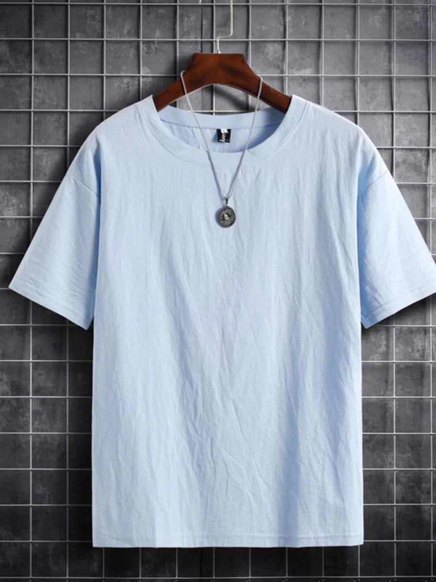 Men's Plus Size Solid Color Short Sleeve T-Shirt - WowStore.live