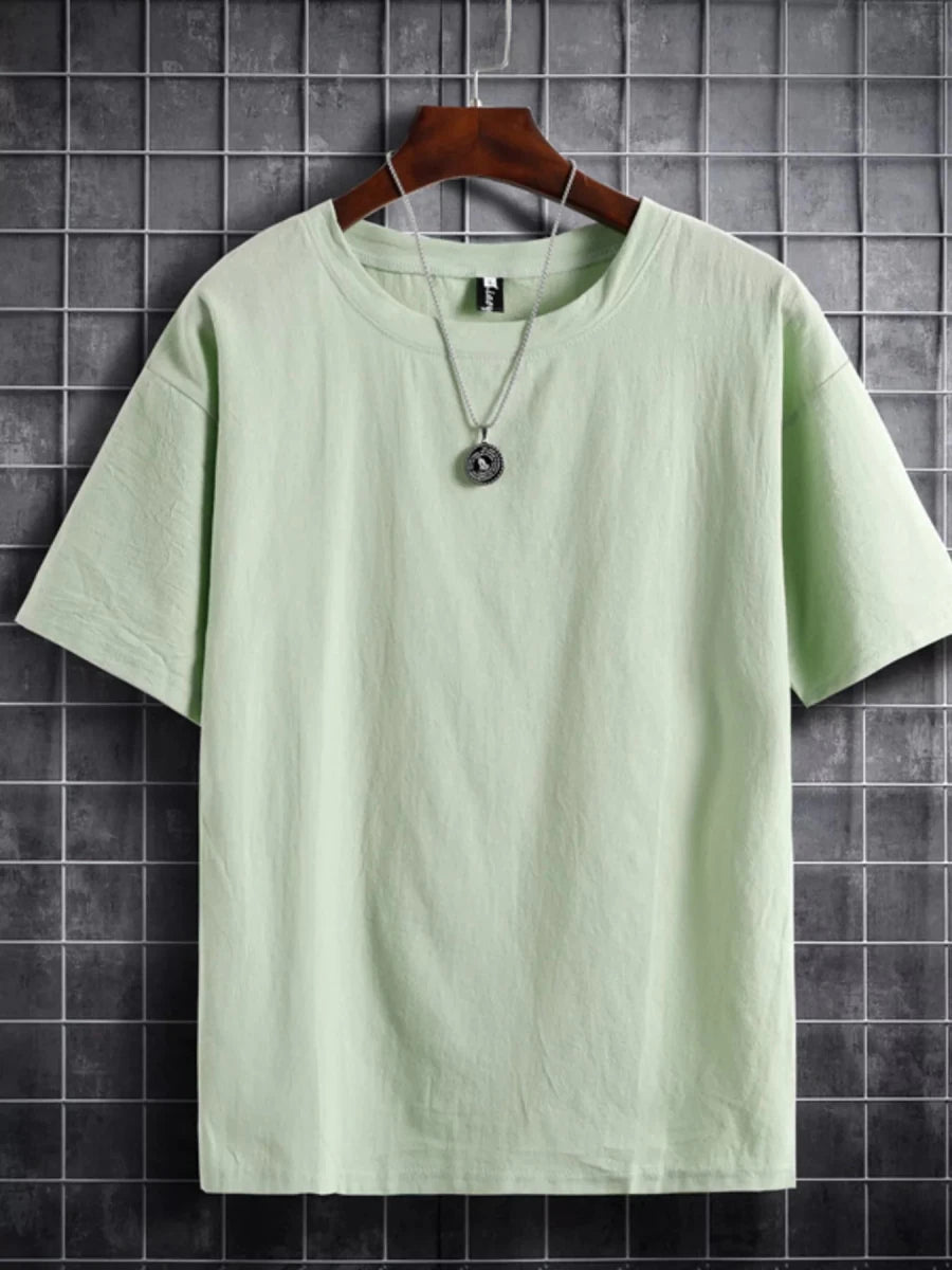 Men's Plus Size Solid Color Short Sleeve T-Shirt - WowStore.live