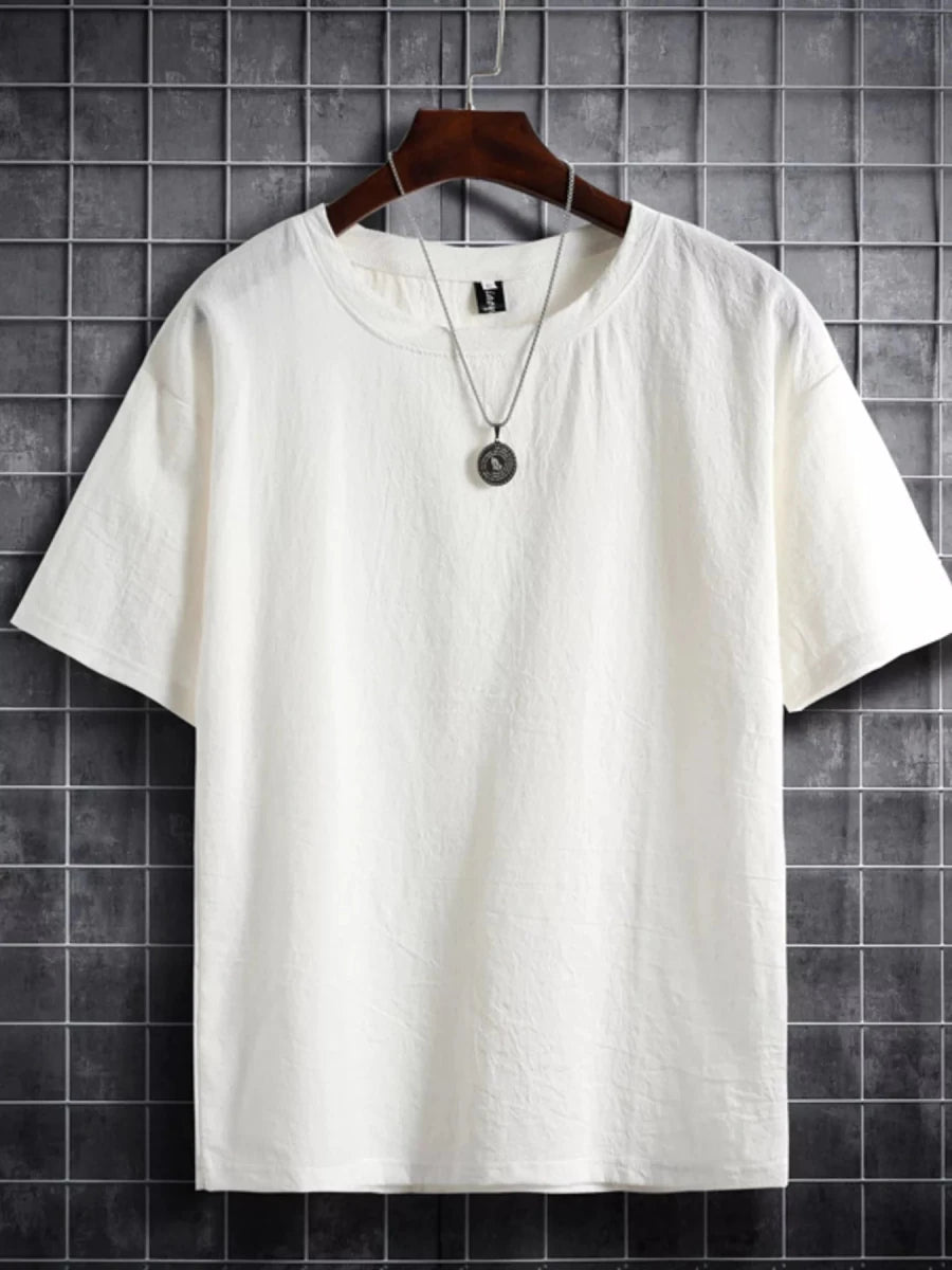 Men's Plus Size Solid Color Short Sleeve T-Shirt - WowStore.live