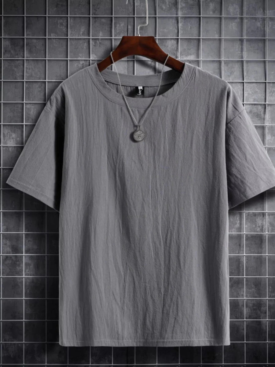 Men's Plus Size Solid Color Short Sleeve T-Shirt - WowStore.live