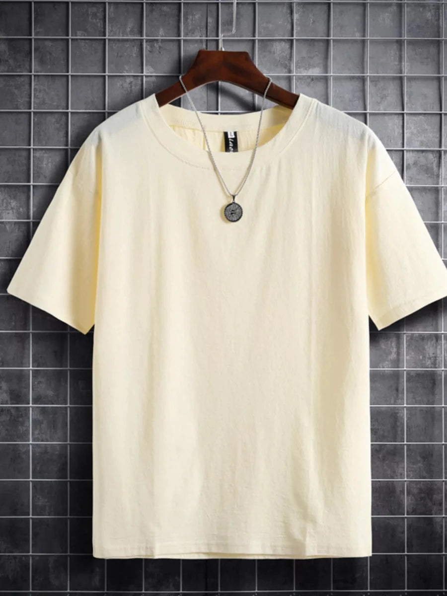 Men's Plus Size Solid Color Short Sleeve T-Shirt - WowStore.live