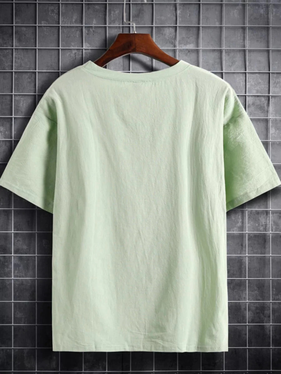 Men's Plus Size Solid Color Short Sleeve T-Shirt - WowStore.live