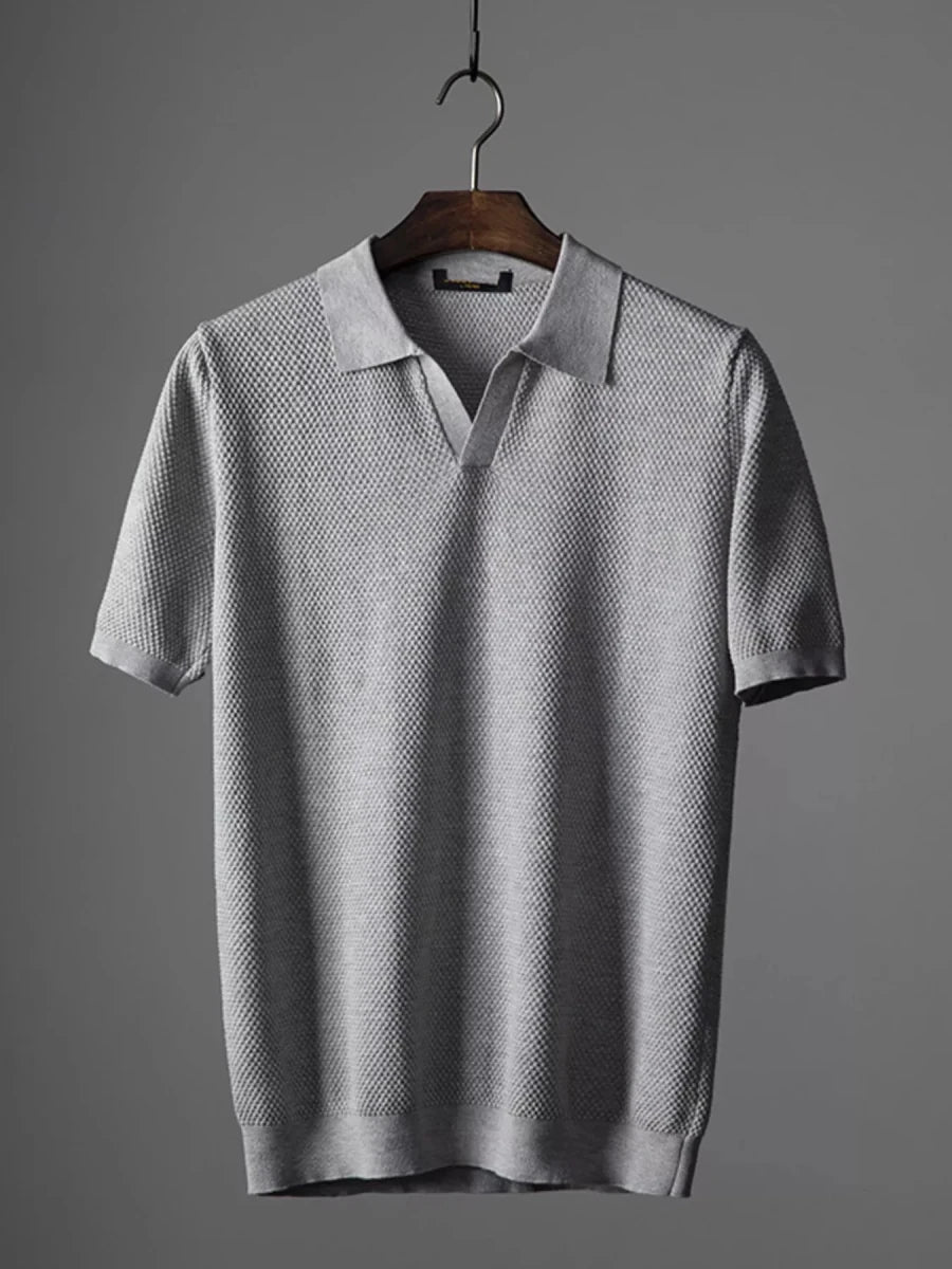 Men's Plus Size Textured Knit Short Sleeve Polo - WowStore.live