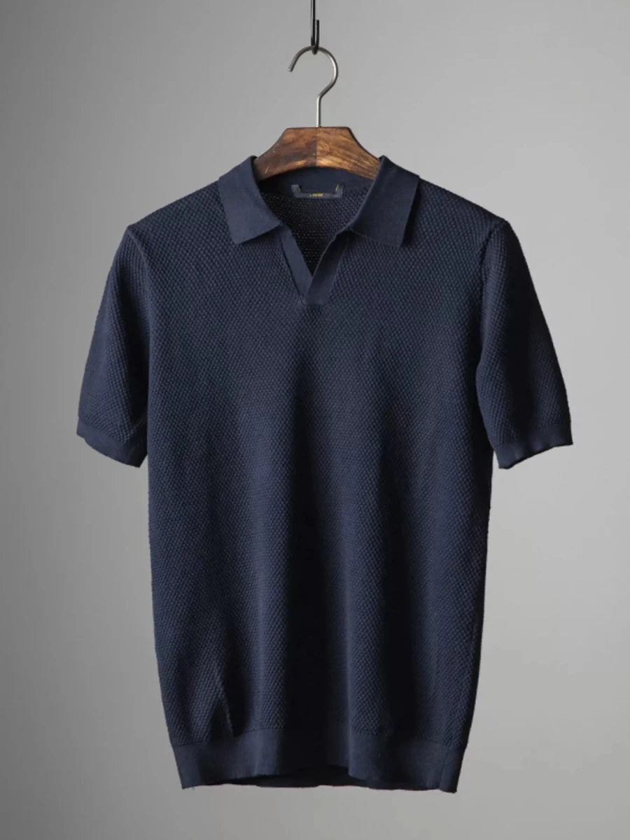 Men's Plus Size Textured Knit Short Sleeve Polo - WowStore.live