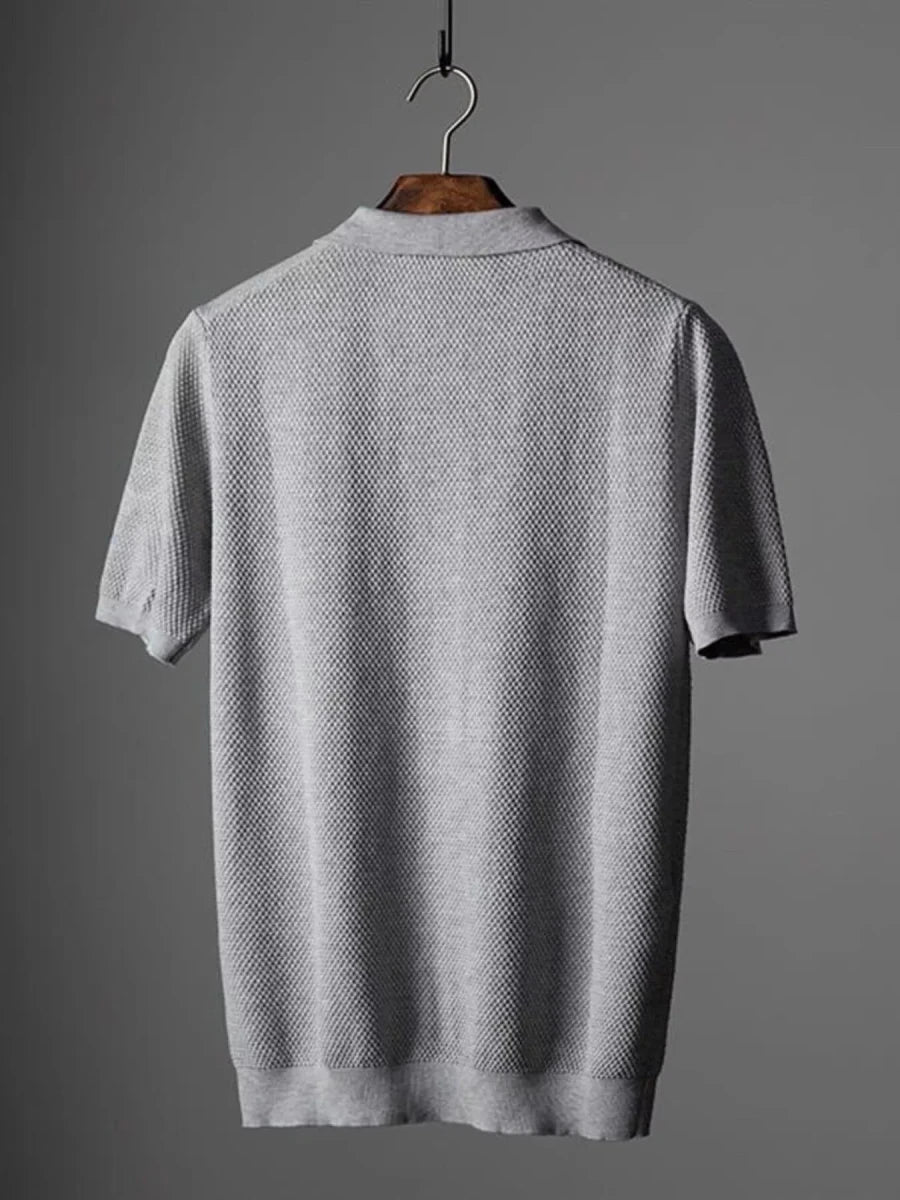 Men's Plus Size Textured Knit Short Sleeve Polo - WowStore.live