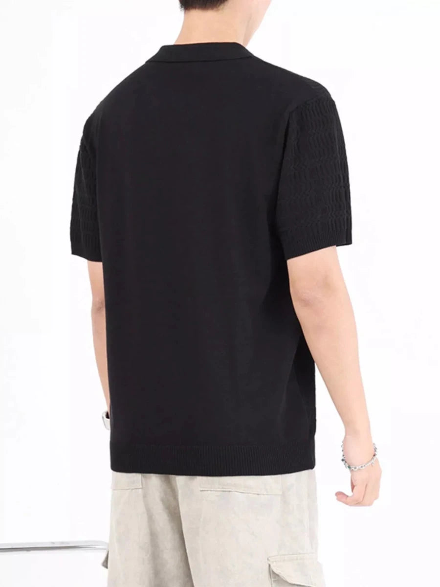Men's Plus Size Textured Knit Short Sleeve Polo - WowStore.live