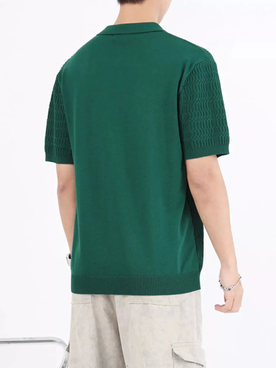 Men's Plus Size Textured Knit Short Sleeve Polo - WowStore.live