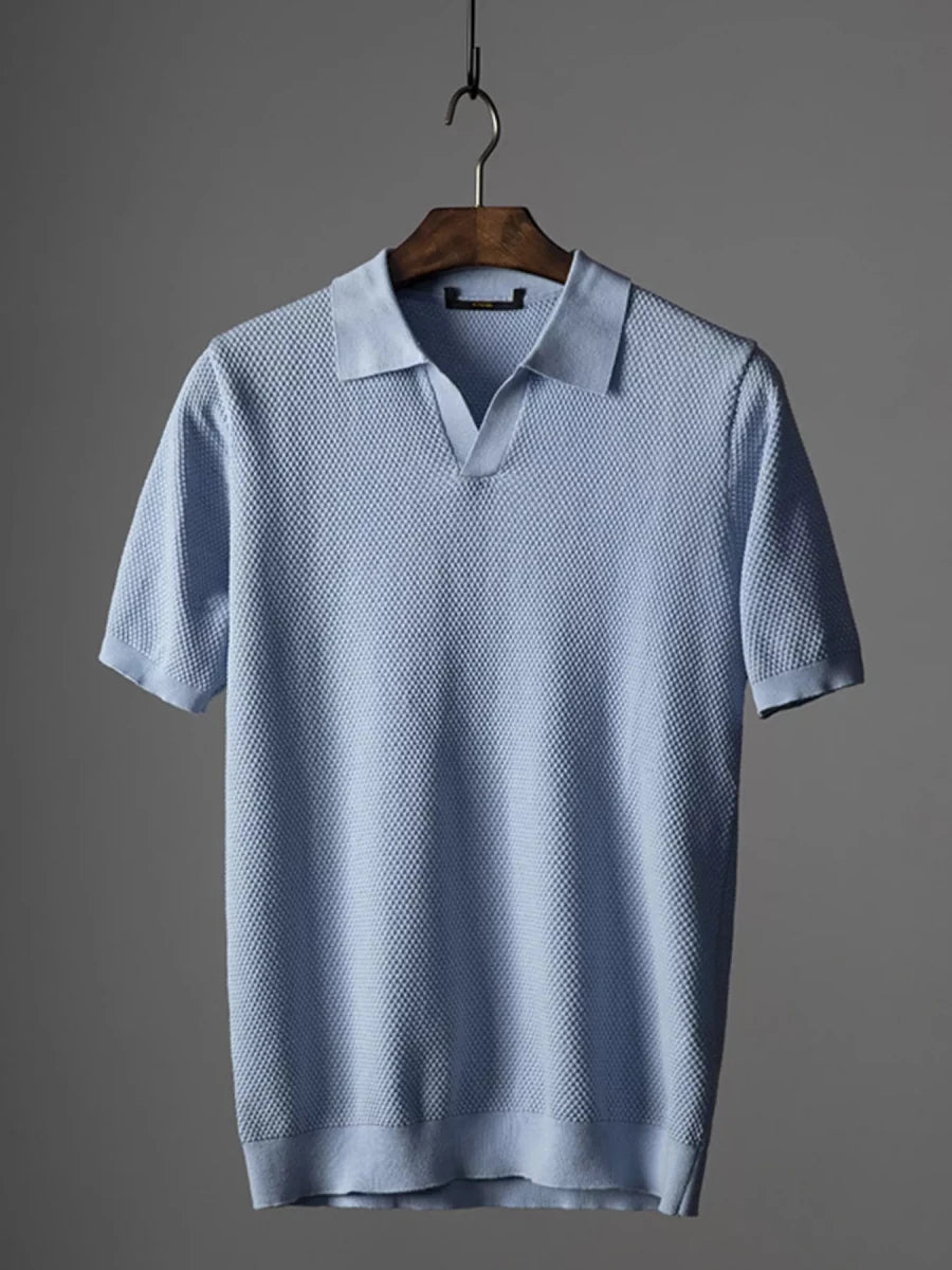 Men's Plus Size Textured Knit Short Sleeve Polo - WowStore.live