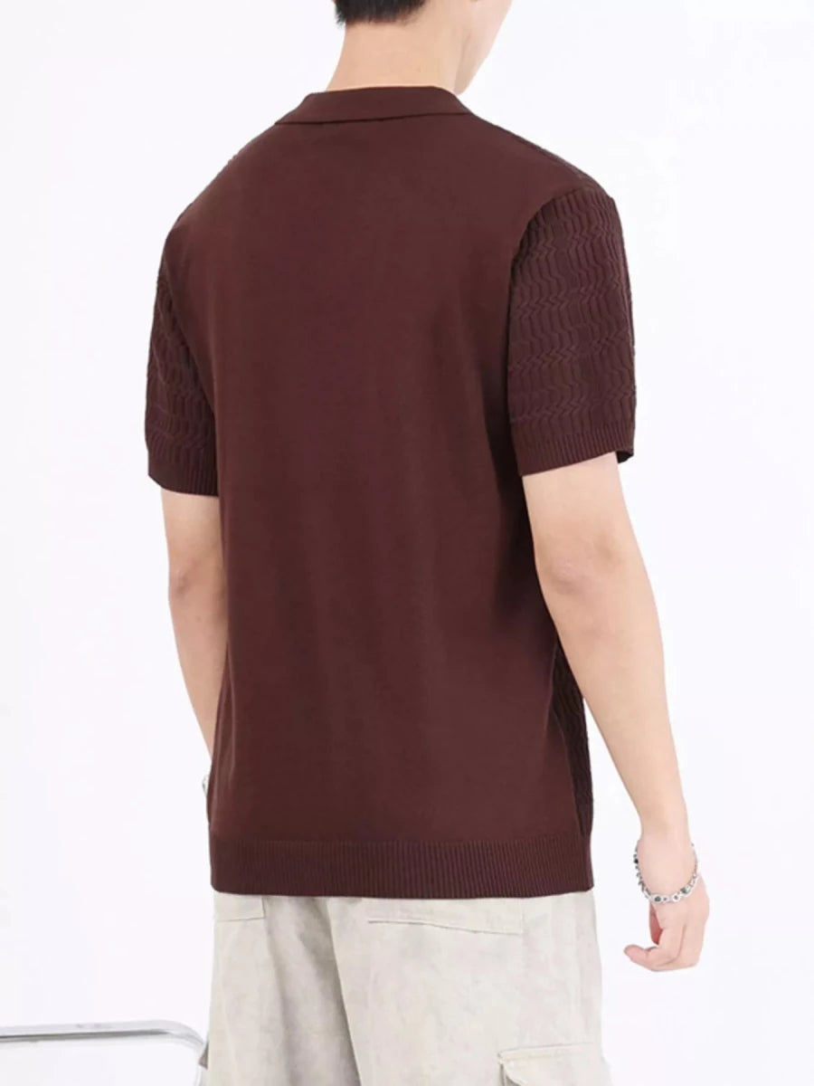 Men's Plus Size Textured Knit Short Sleeve Polo - WowStore.live