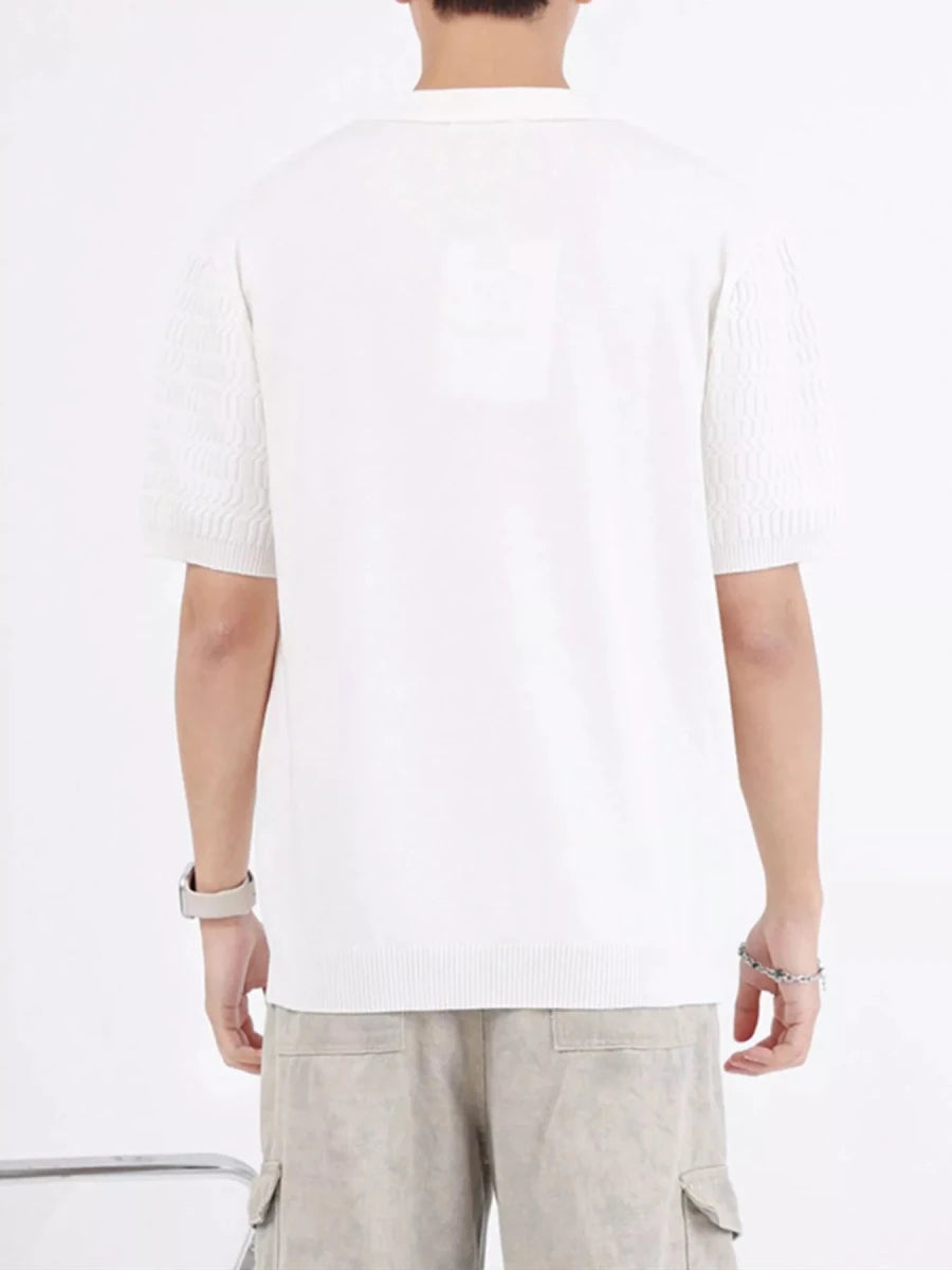Men's Plus Size Textured Knit Short Sleeve Polo - WowStore.live