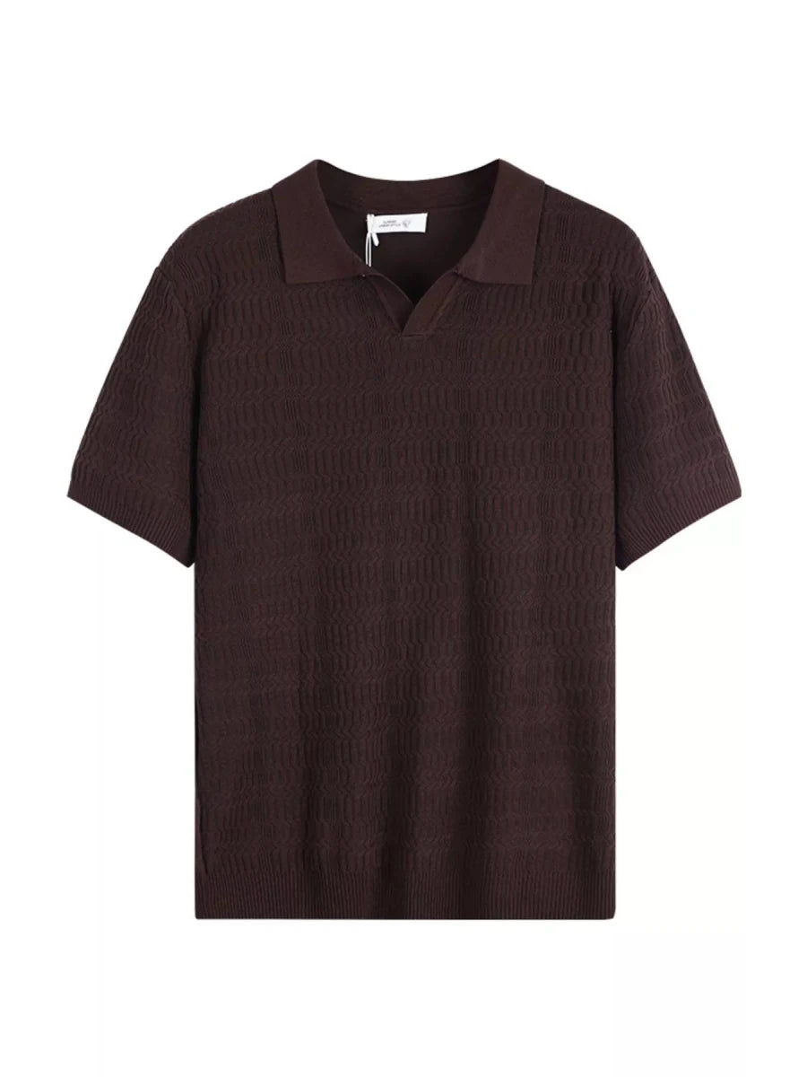 Men's Plus Size Textured Knit Short Sleeve Polo - WowStore.live