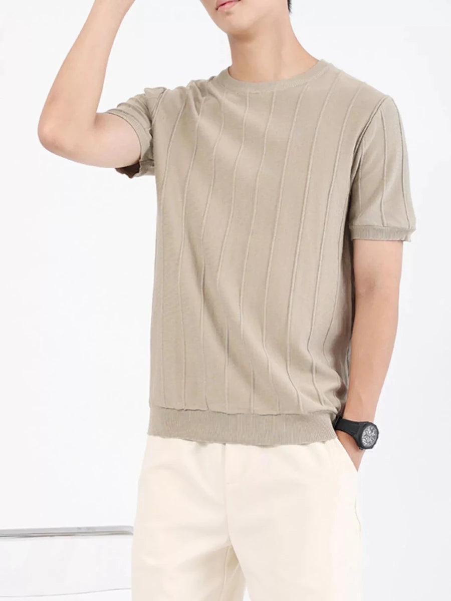 Men's Plus Size Textured Short Sleeve T-Shirt - WowStore.live