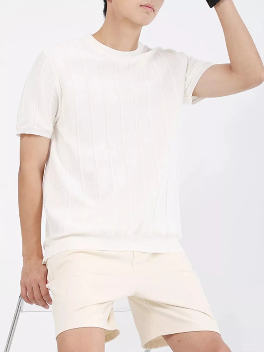 Men's Plus Size Textured Short Sleeve T-Shirt - WowStore.live