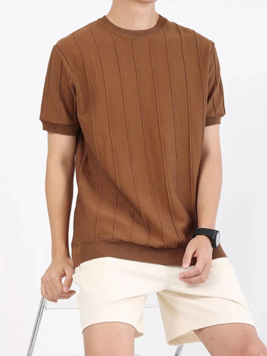 Men's Plus Size Textured Short Sleeve T-Shirt - WowStore.live