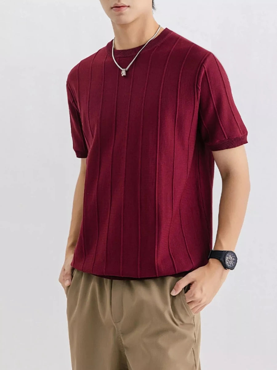 Men's Plus Size Textured Short Sleeve T-Shirt - WowStore.live