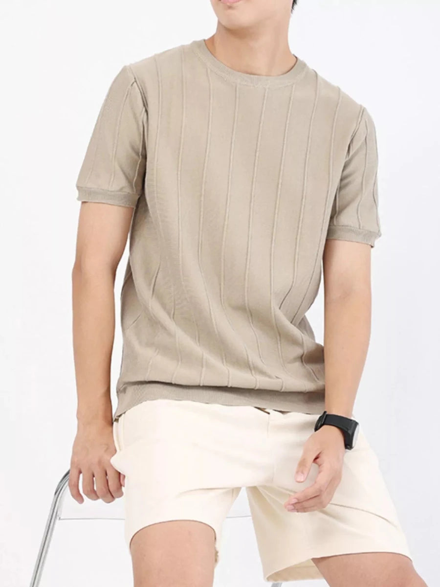 Men's Plus Size Textured Short Sleeve T-Shirt - WowStore.live