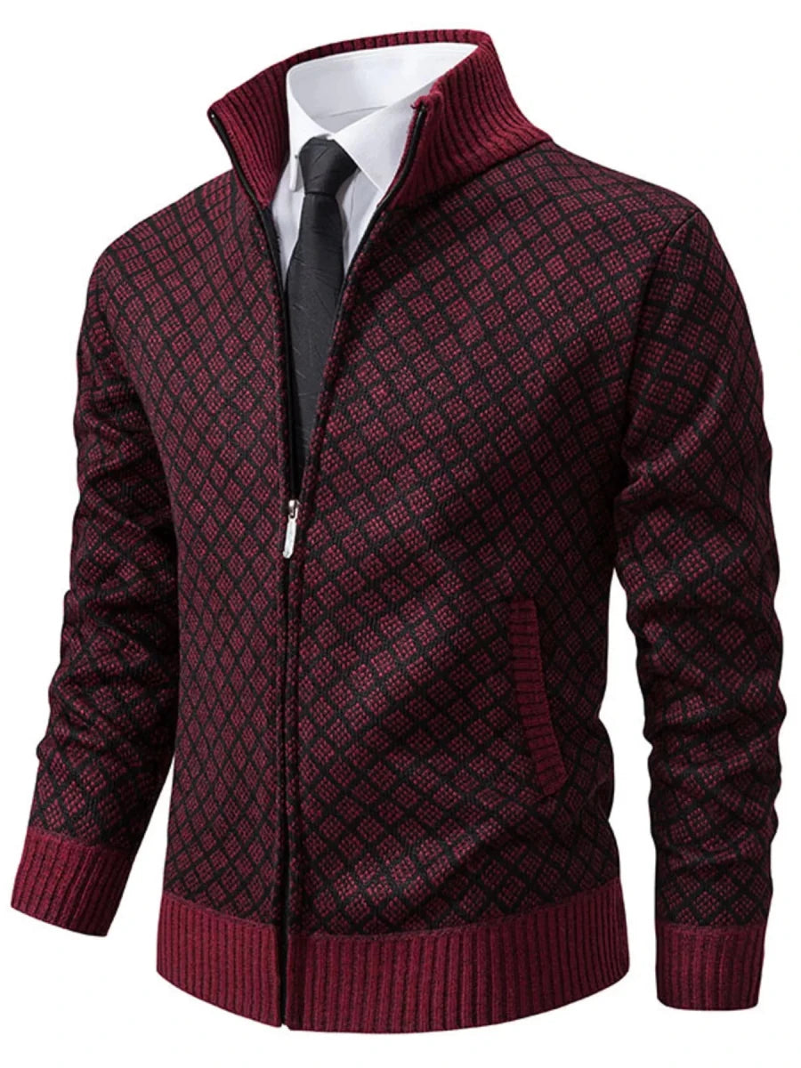 Men's Plus Size Textured Zip-Up Cardigan - WowStore.live