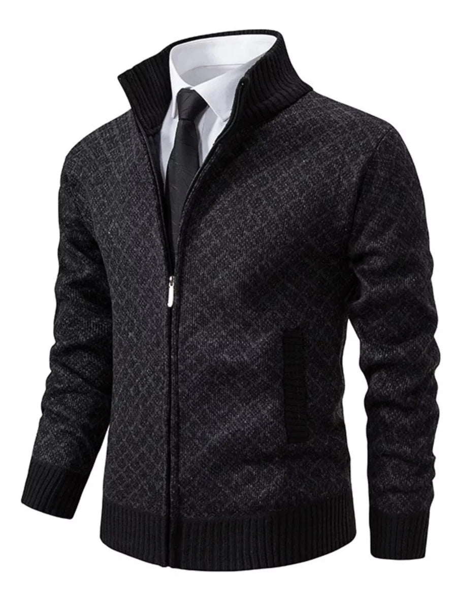 Men's Plus Size Textured Zip-Up Cardigan - WowStore.live