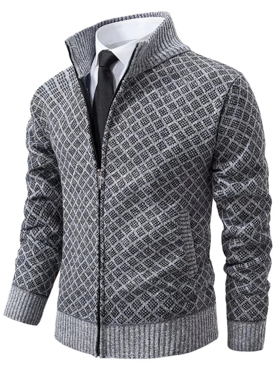 Men's Plus Size Textured Zip-Up Cardigan - WowStore.live