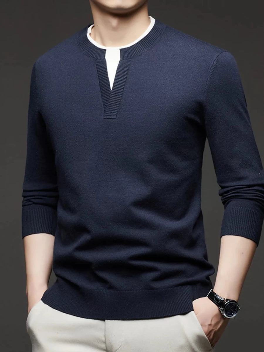 Men's Plus Size Two - Tone Long Sleeve Knit Top - Wow Store