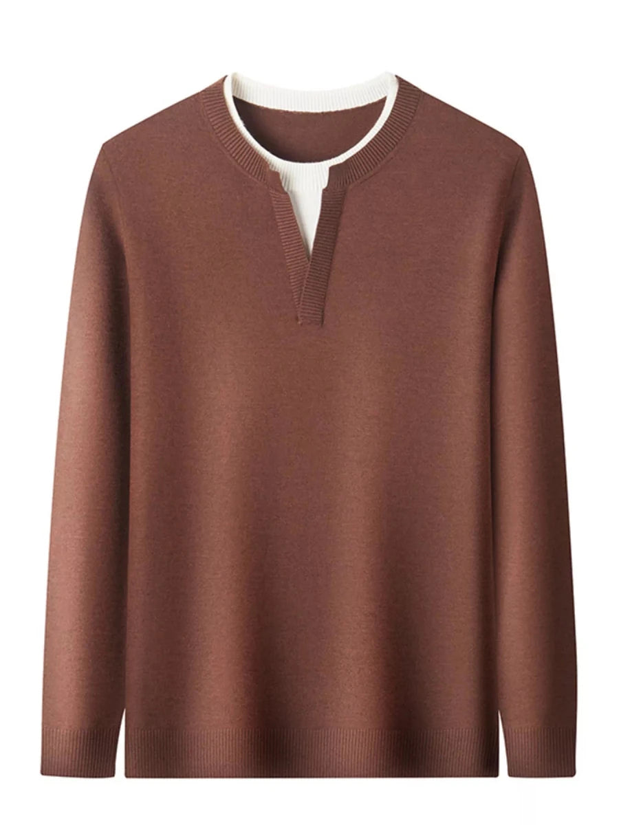 Men's Plus Size Two - Tone Long Sleeve Knit Top - Wow Store