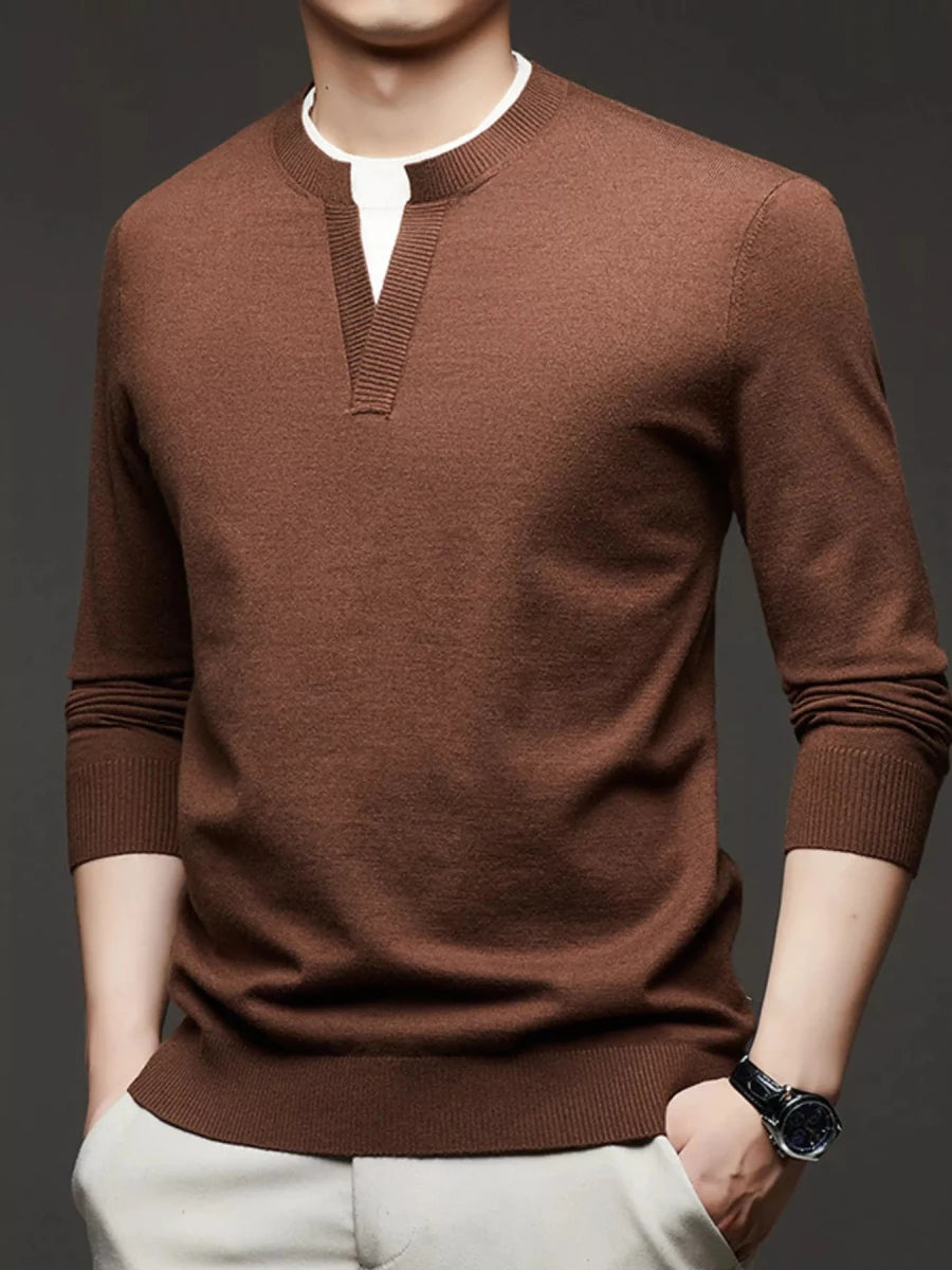 Men's Plus Size Two - Tone Long Sleeve Knit Top - Wow Store