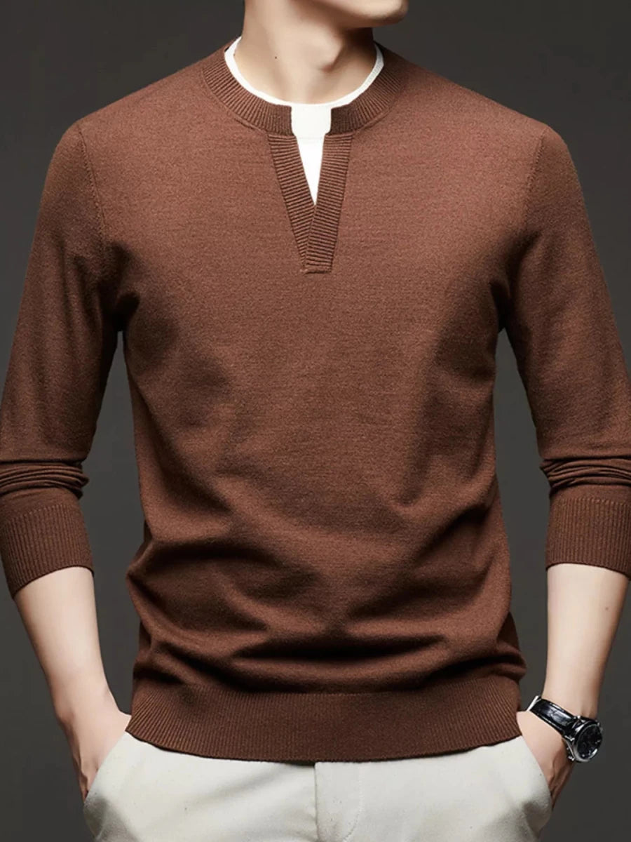 Men's Plus Size Two - Tone Long Sleeve Knit Top - Wow Store