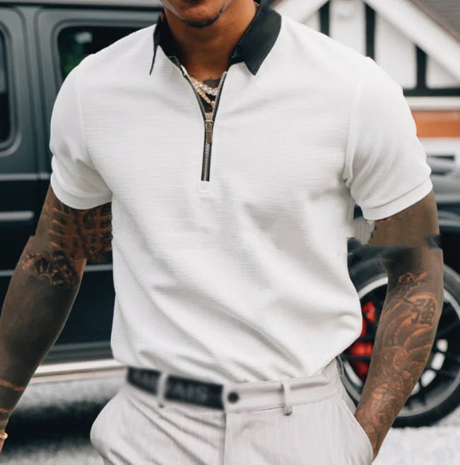 Men's Quarter - Zip Polo Shirt - Casual Short Sleeve Knit Top | wowstore.live - Wow Store