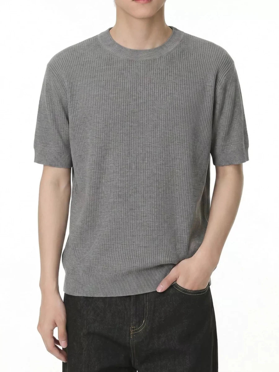 Men's Ribbed Knit Short Sleeve T-Shirt - WowStore.live