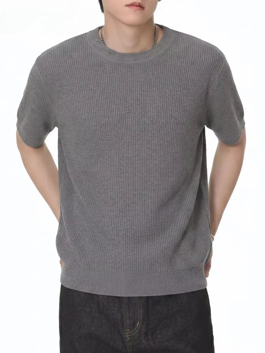 Men's Ribbed Knit Short Sleeve T-Shirt - WowStore.live