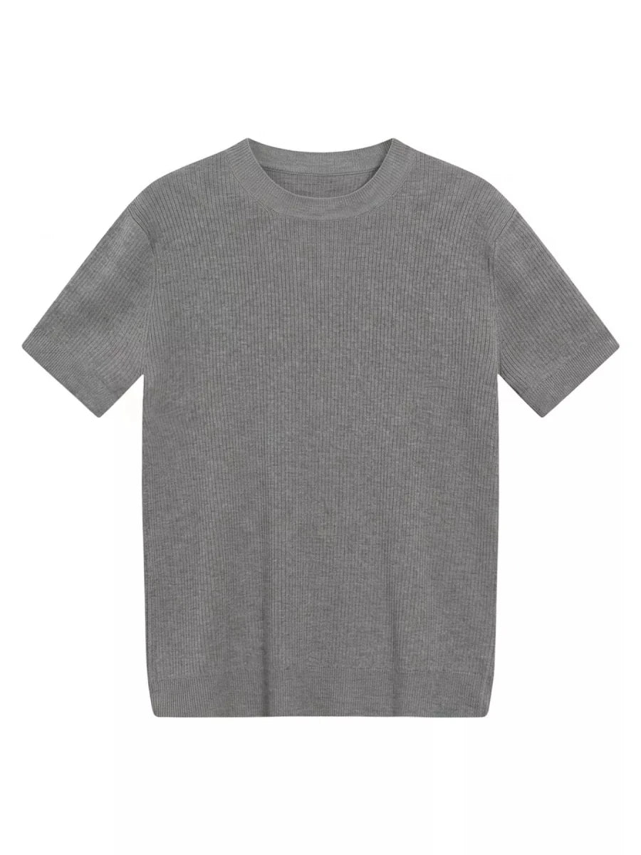 Men's Ribbed Knit Short Sleeve T-Shirt - WowStore.live