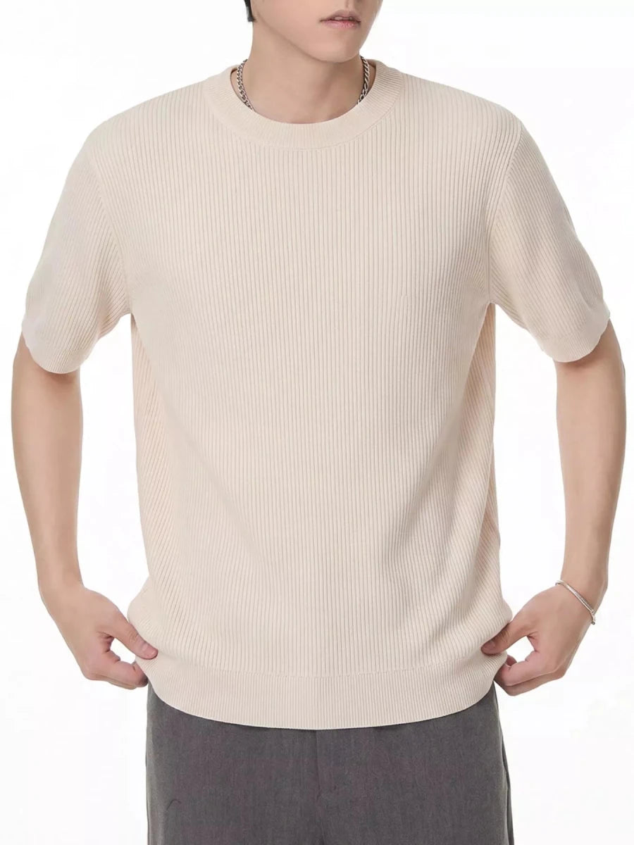 Men's Ribbed Knit Short Sleeve T-Shirt - WowStore.live