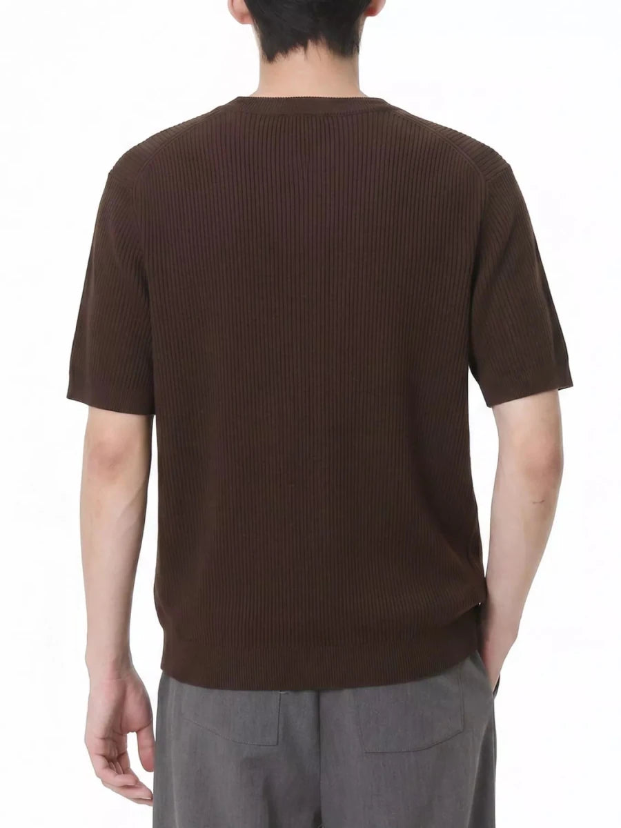 Men's Ribbed Knit Short Sleeve T-Shirt - WowStore.live