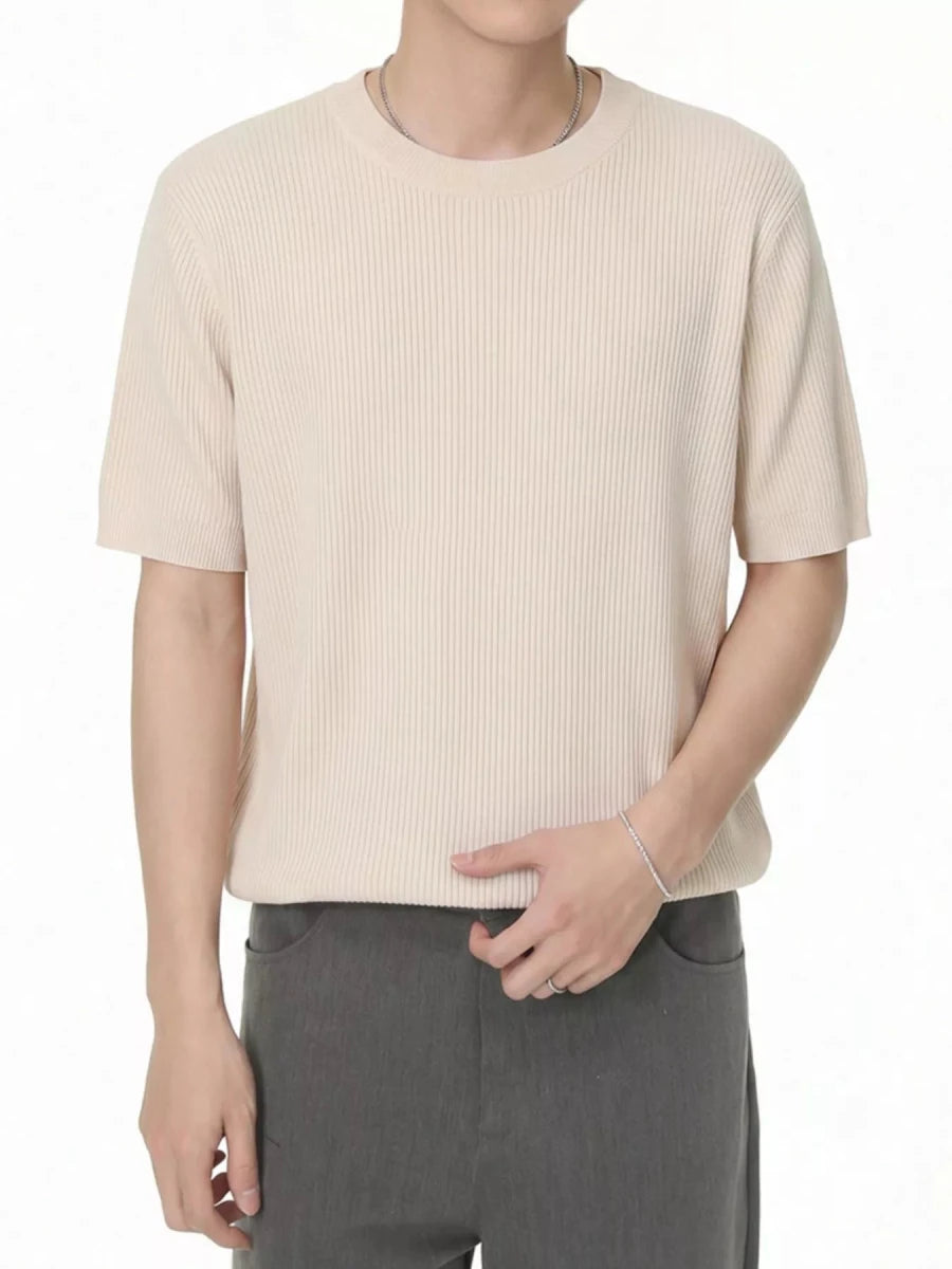 Men's Ribbed Knit Short Sleeve T-Shirt - WowStore.live