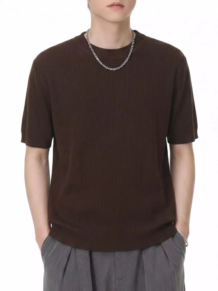 Men's Ribbed Knit Short Sleeve T-Shirt - WowStore.live