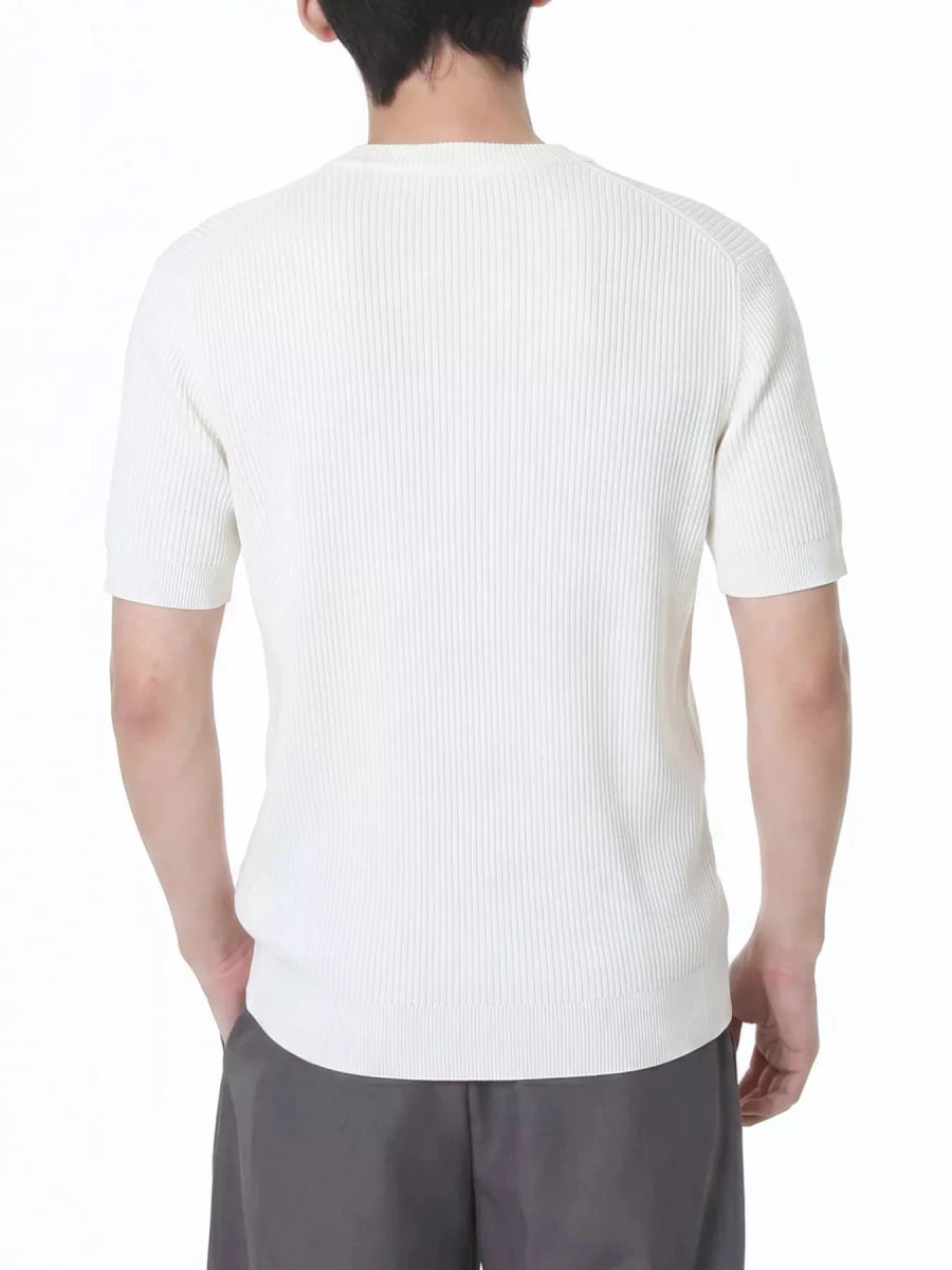 Men's Ribbed Knit Short Sleeve T-Shirt - WowStore.live