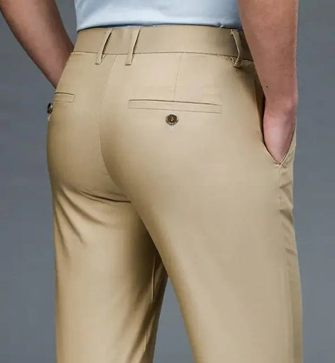 Men's Wrinkle - Free Performance Casual Pants - Non - Iron Stretch Trousers | wowstore.live - Wow Store