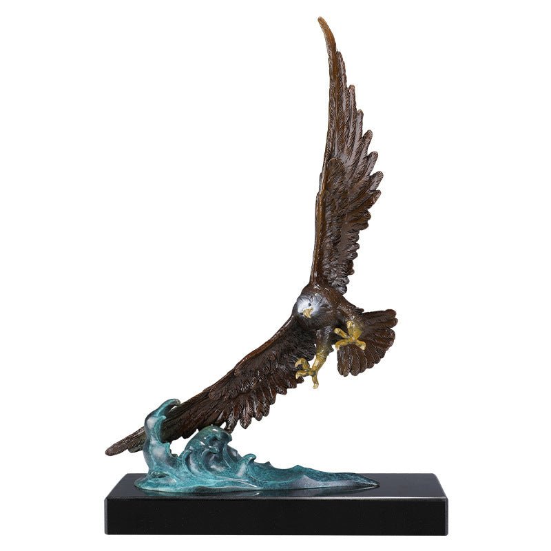 Metal Eagle Sculpture on a Black Base, 41 cm - WowStore.live