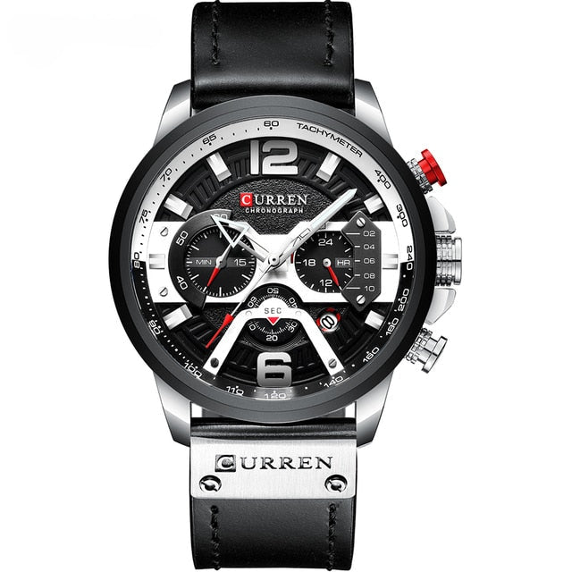 Military Leather Chronograph Wristwatch - Wow Store